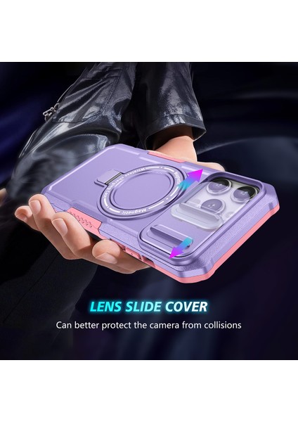 iPhone 15 Pro Için Magsafe ile Uyumlu, Manyetik Halkalı Stand Ağır Hizmet Telefon Kılıfı - Mor (Yurt Dışından) indirimleri