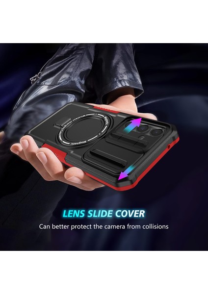 Samsung Galaxy S23 Fe Için Magsafe ile Uyumlu, Manyetik Halkalı Stand Ağır Hizmet Telefon Kılıfı - Siyah - Kırmızı (Yurt Dışından) indirimleri