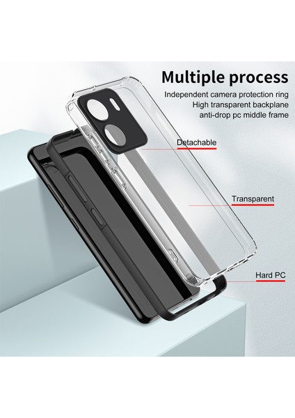 Xiaomi Redmi 13C /poco C65 Için Şeffaf Sert Pc Tampon Telefon Kılıfı - Siyah (Yurt Dışından)