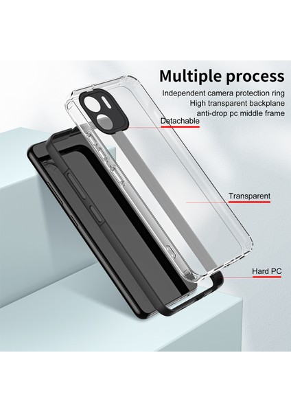 Xiaomi Redmi A2+/redmi A1+ Için Şeffaf Sert Pc Tampon Telefon Kılıfı - Siyah (Yurt Dışından) modelleri