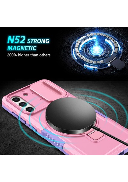 Samsung Galaxy S21 Fe 5g Için Magsafe ile Uyumlu, Manyetik Halkalı Stand Ağır Hizmet Telefon Kılıfı - Pembe (Yurt Dışından) modelleri