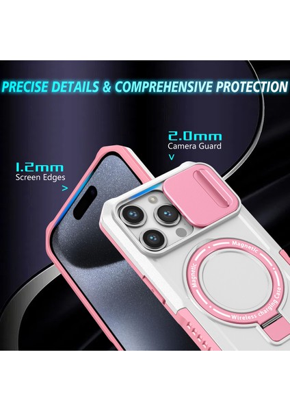 iPhone 15 Pro Max Için Magsafe ile Uyumlu, Manyetik Halkalı Stand Ağır Hizmet Telefon Kılıfı - Beyaz (Yurt Dışından) fiyatları