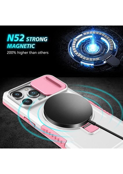 iPhone 15 Pro Max Için Magsafe ile Uyumlu, Manyetik Halkalı Stand Ağır Hizmet Telefon Kılıfı - Beyaz (Yurt Dışından) modelleri