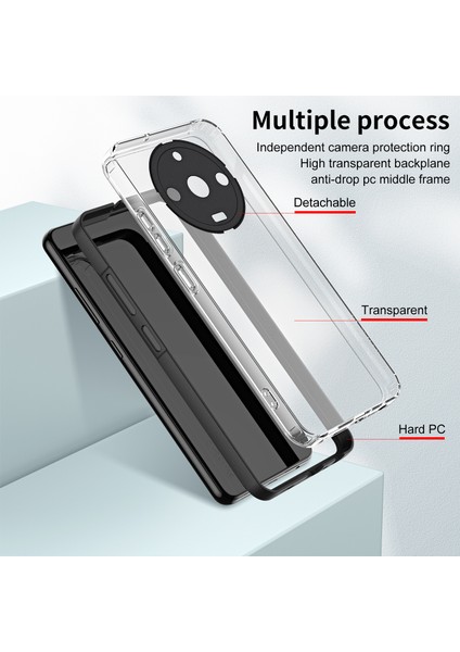 Realme 11 Pro /realme 11 Pro+ Için Şeffaf Sert Pc Tampon Telefon Kılıfı - Siyah (Yurt Dışından)