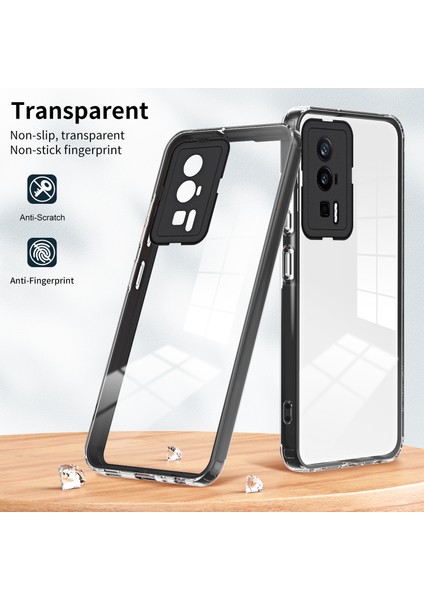 Xiaomi Poco F5 Pro /redmi K60 /K60 Pro Için Şeffaf Sert Pc Tampon Telefon Kılıfı - Siyah (Yurt Dışından)