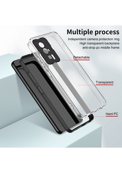 Xiaomi Poco F5 Pro /redmi K60 /K60 Pro Için Şeffaf Sert Pc Tampon Telefon Kılıfı - Siyah (Yurt Dışından)