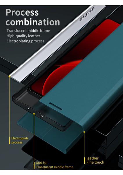 Xiaomi 13T /13T Pro /redmi K60 Ultra Için Ince Flip Deri Manyetik Kapatma Telefon Kılıfı - Siyah (Yurt Dışından)