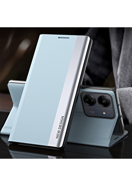 Xiaomi Redmi 13C /poco C65 Için Ince Flip Deri Manyetik Kapatma Telefon Kılıfı - Mavi (Yurt Dışından) indirimleri
