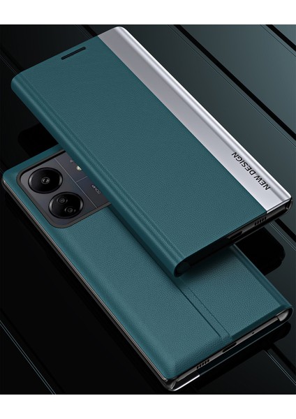 Xiaomi Redmi 13C /poco C65 Için Ince Flip Deri Manyetik Kapatma Telefon Kılıfı - Beyaz (Yurt Dışından)