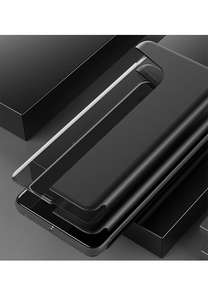Huawei Mate 60 Pro Için Akıllı Görünüm Flip Stand Pu Deri Telefon Kılıfı - Yeşil (Yurt Dışından)