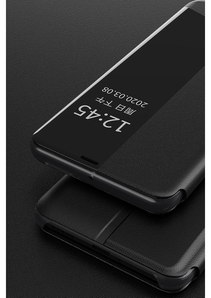 Huawei Mate 60 Pro Için Akıllı Görünüm Flip Stand Pu Deri Telefon Kılıfı - Yeşil (Yurt Dışından)