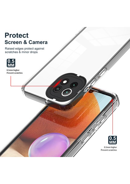 Xiaomi 11 Lite 5g Ne /mi 11 Lite Için Şeffaf Sert Pc Tampon Telefon Kılıfı - Siyah (Yurt Dışından)