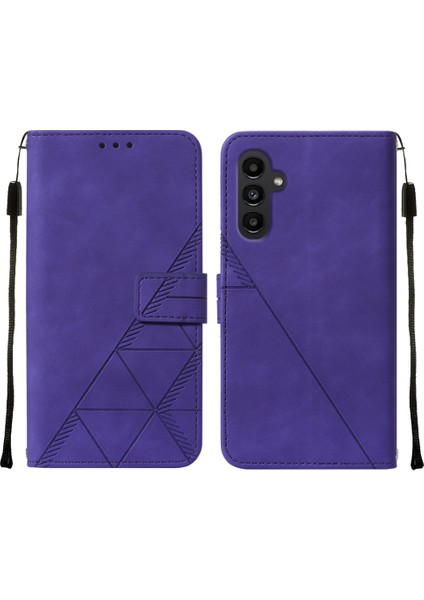 Samsung Galaxy A25 5g Için Kabartmalı Pu Deri Stand Cüzdan Telefon Kılıfı - Mor (Yurt Dışından)