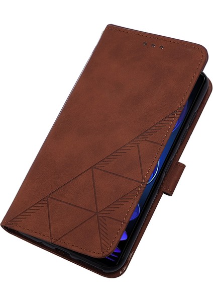 Xiaomi Redmi Note 12 Pro+ Için Kabartmalı Pu Deri Stand Cüzdan Telefon Kılıfı - Kahverengi (Yurt Dışından) modelleri