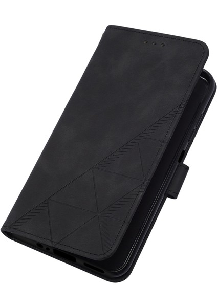 Samsung Galaxy A15 Için Kabartmalı Pu Deri Stand Cüzdan Telefon Kılıfı - Siyah (Yurt Dışından)