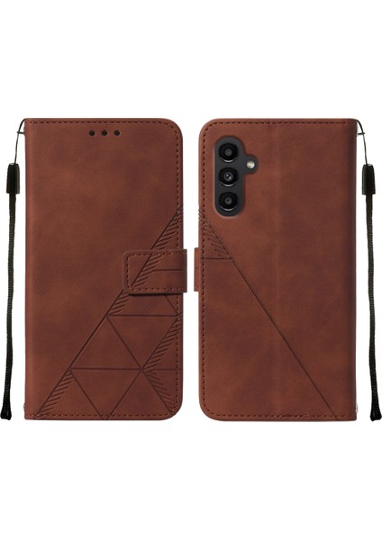 Samsung Galaxy A05S Için Kabartmalı Pu Deri Stand Cüzdan Telefon Kılıfı - Kahverengi (Yurt Dışından)