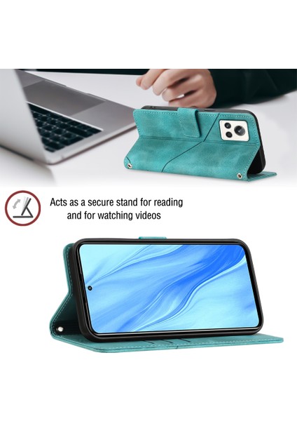 Realme Gt2 Explorer Master Için Kabartmalı Deri Cüzdan Stand Telefon Kılıfı - Yeşil (Yurt Dışından)