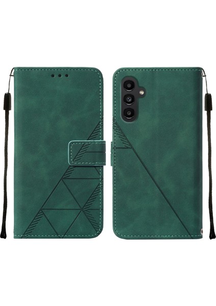 Samsung Galaxy A05S Için Kabartmalı Pu Deri Stand Cüzdan Telefon Kılıfı - Yeşil (Yurt Dışından)