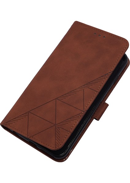 Tecno Spark 10 Pro Için Kabartmalı Pu Deri Stand Cüzdan Telefon Kılıfı - Kahverengi (Yurt Dışından)