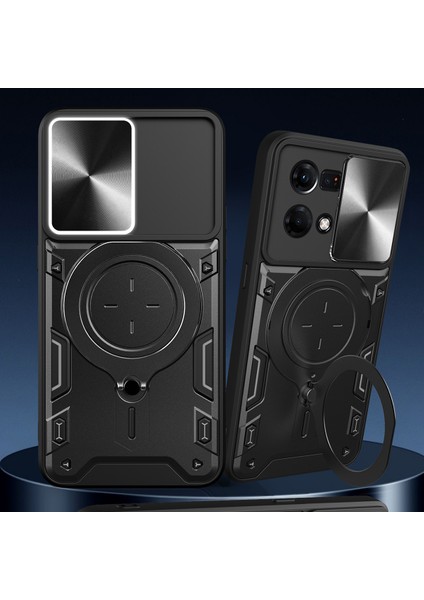 Oppo Reno7 4g Için Çift Katmanlı Telefon Kılıfı, Slayt Kamera Kapağı ve Metal Gizli Braket ile Kırmızı (Yurt Dışından) indirimleri