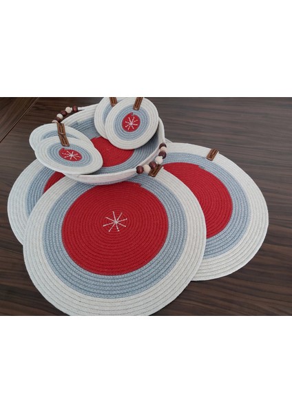 4 Kişilik 9 Parça Amerikan Servis Supla Takımı Tabak Altlığı Bardak Altlığı Sepet Hasır Mutfak Sunum