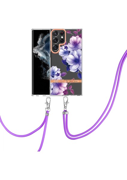 Samsung Galaxy S23 Için Ultra Çiçek Deseni Imd Iml Tpu Telefon Kılıfı Elektrokaplatma LANDARD-HC004 Mor Begonya (Yurt Dışından) fiyatları