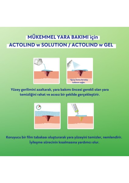 Yara Iyileştirme Jeli/ Solüsyonu+Actomins Woun-Vit Yara Iyileşme Sürecinde Beslenme Desteği 3'lü Set