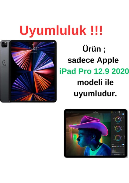 Apple iPad Pro 12.9 2020 (4.nesil) ile Uyumlu Yüksek Korumalı Askı Kayışlı Tablet Silikon Kılıf