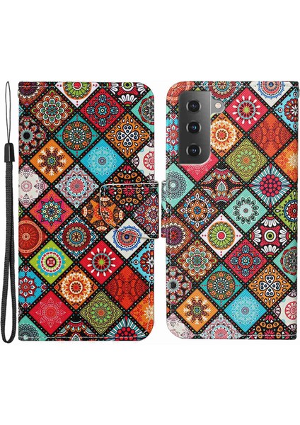 Samsung Galaxy S23 Için Desen Baskı Telefon Kılıfı, Çapraz Doku Çizelge Anti-Çizelge Pu Deri Cüzdan Standı Iç Tpu Kapak-Etnik Tarzı (Yurt Dışından)