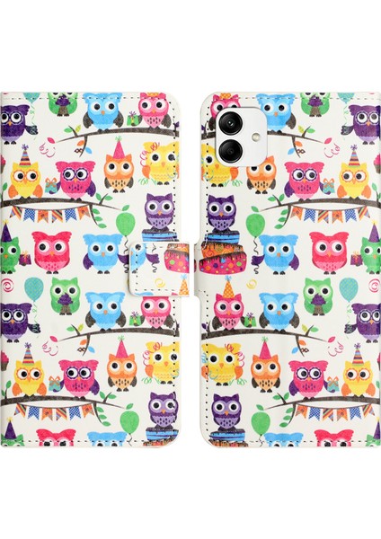 Samsung Galaxy A04E Için 4G/F04 4G/M04 4g Desen Baskı Cüzdan Telefon Kılıfı Pu Deri Manyetik Kapanma Standı Kapak Downs Sticker (Yurt Dışından)
