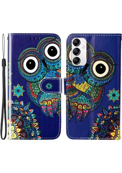 Samsung Galaxy A14 Için 5g Desen Kabartmalı Telefon Kapağı Pu Deri+Tpu Katlanabilir Stand Cüzdan Kılıfı (Yurt Dışından)