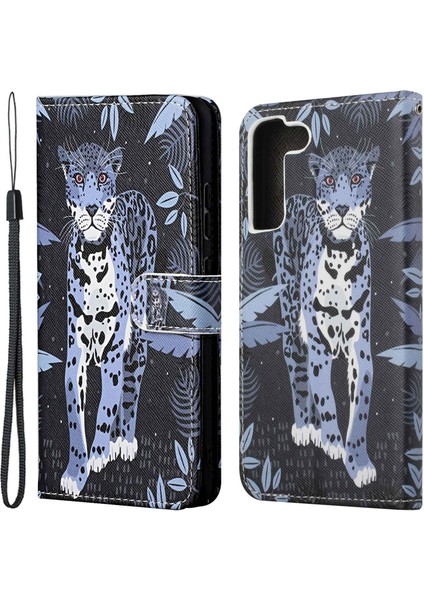 Samsung Galaxy S23 Çapraz Doku Pu Deri Kazan Kanıtı Kapak 3D Desen Baskı Katlanabilir Stand Cüzdan Kılıf Meclis (Yurt Dışından)