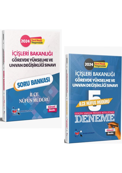2024 İçişleri Bakanlığı GYS ve Ünvan Değişikliği İlçe Nufüs Müdürü 2'li Set Soru Bankası - 5'li Deneme