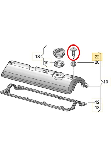 Vw Caddy 1996-2003 1.6 Aee Külbütör Üst Kapak Cıvatası 030103531D