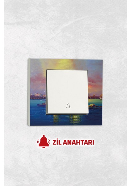 grano Uv Baskılı Kız Kulesi Desen Beyaz Tekli Dekoratif Zil Anahtarı Çerçeve