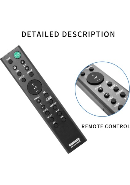 1 Adet Siyah Abs Ses Çubuğu Yedek Uzaktan Kumanda Sony Ses Çubuğu HT-CT80 SA-CT80 HTCT80 SACT80 (Yurt Dışından)