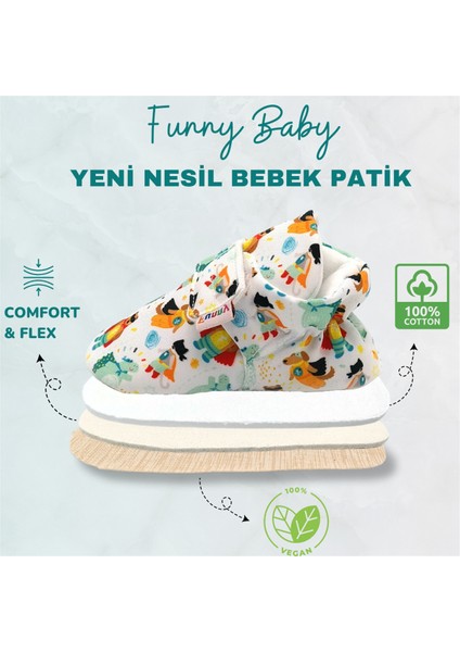 Kaydırmaz Taban Organik Cırt Cırtlı Bebek Panduf Terletmeyen Yumuşak Sevimli Figürlü Rahat Esnek indirimleri