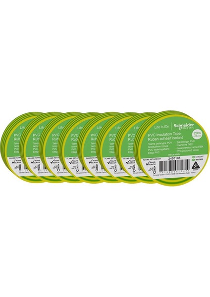 2420105 İzole Bant Sarı-Yeşil 19X20Metre 8'li Paket