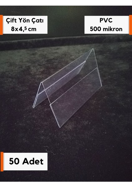 50 Adet Pvc Şeffaf Etiketlik Çatı Tipi 8 x 4 5 cm Çift Yönlü Etiketliği Ürün Etiketliği Stand Etiketlik İsimlik Ürün Bilgilendirme Kağıt Koyma Şeffaf Aparat