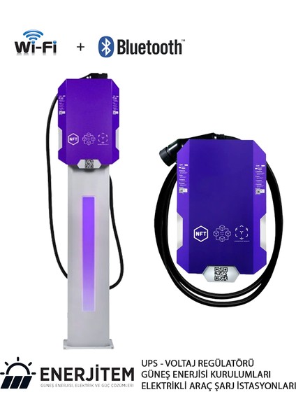 Elektrikli Araç Şarj Istasyonu, Işıklı Stant, Wifi, Bluetooth , Tak Çalıştır 7 Kw Kablolu