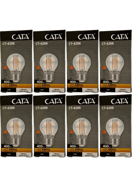 CT-4288 4W 2700K (Günışığı) E27 Duylu LED G45 Filament Ampul (8 Adet)