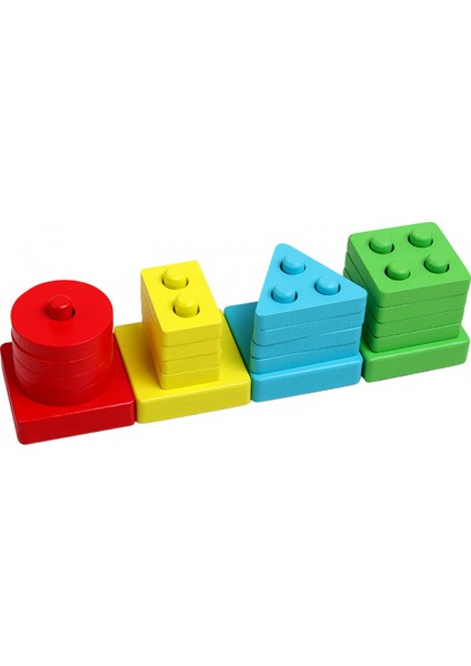 Ahşap Sıralama Istifleme Montessori Oyuncakları, Şekil Renk Tanıma Blokları Eşleştirme Bulmaca Istifleyici Geometrik Tahta Erken Eğitim (Yurt Dışından)