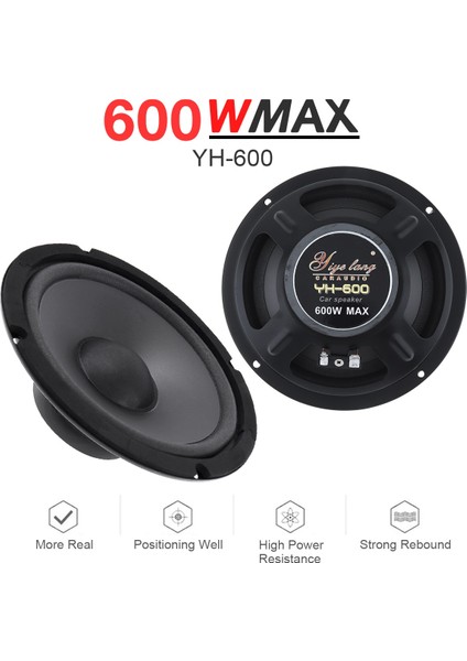 1 Adet 6 Inç 600 W 2 Yönlü Araba Hifi Koaksiyel Hoparlör Araç Kapısı Otomatik Ses Müzik Stereo Subwoofer Tam Aralık Frekans Hoparlörler (Yurt Dışından)