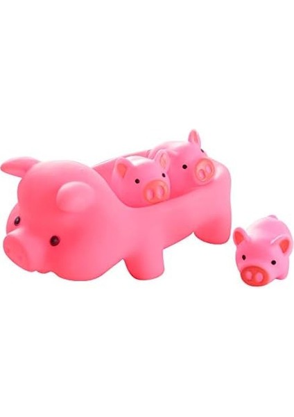 Bebek Küvet Oyuncakları 4 Parçalı Set Kauçuk Pembe Domuz Ailesi Gıcırdayan Yüzen Küvet Ördek Küvet Duş Oyuncakları Yürümeye Başlayan Erkek ve Kız Küçük Domuz (Yurt Dışından)