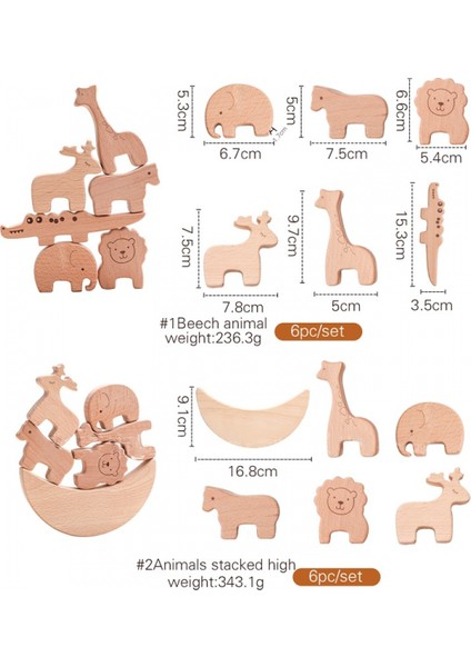 Hayvan Istifleme Oyuncaklar Ahşap Yapı Taşları Istifleme Denge Oyuncak Seti Hayvan Dengesi Istifleme Yüksek Oyuncak Inşaat Blokları Set Bir (Yurt Dışından)