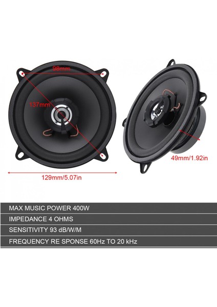 1 Parça 400 W 5 Inç 2 Yönlü Evrensel Araba Hifi Koaksiyel Hoparlör Araç Kapısı Otomatik Ses Müzik Stereo Tam Aralık Frekans Hoparlörler (Yurt Dışından) fiyatları