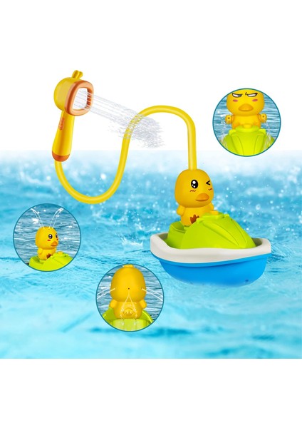 Bebek Küveti Oyuncakları Yeni Yürümeye Başlayan Çocuklar ve Bebekler Için Dört Püskürtme Modu ile Eğlenceli ve Güvenli Banyo Için Elektrikli Ördek Tekne Banyo Oyuncakları (Yurt Dışından)