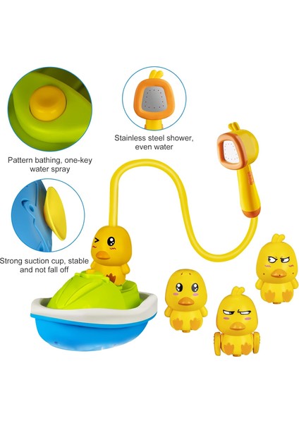 Bebek Küveti Oyuncakları Yeni Yürümeye Başlayan Çocuklar ve Bebekler Için Dört Püskürtme Modu ile Eğlenceli ve Güvenli Banyo Için Elektrikli Ördek Tekne Banyo Oyuncakları (Yurt Dışından) fırsatları