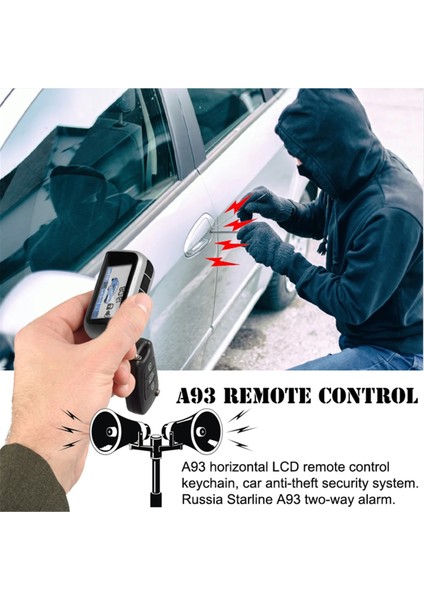 A93 Uzaktan Kumanda Anahtarlık Denetleyici Anti-Hırsızlık Araba Hırsız Güvenlik Sistemi Rus Starline LCD Ekran Için Iki Yönlü Alarm (Yurt Dışından)