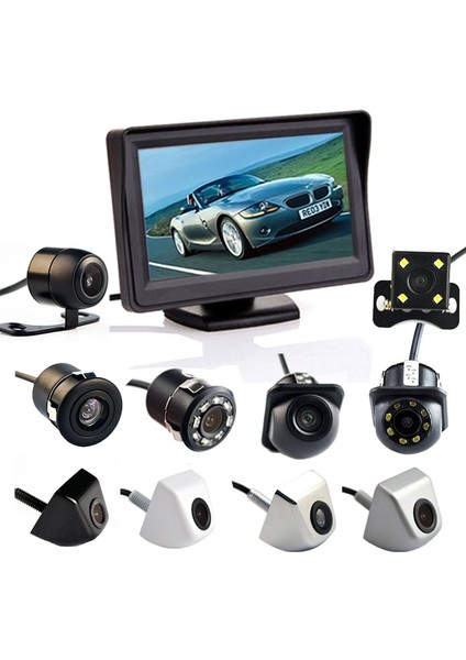 104 Gümüş Tarzı Hippcron 4.3 Inç Oto Park Sistemi Hd Araba Dikiz Aynası Monitörü 170 Derece Suya Dayanıklı Arka Görüş Kamerası Için (Yurt Dışından)